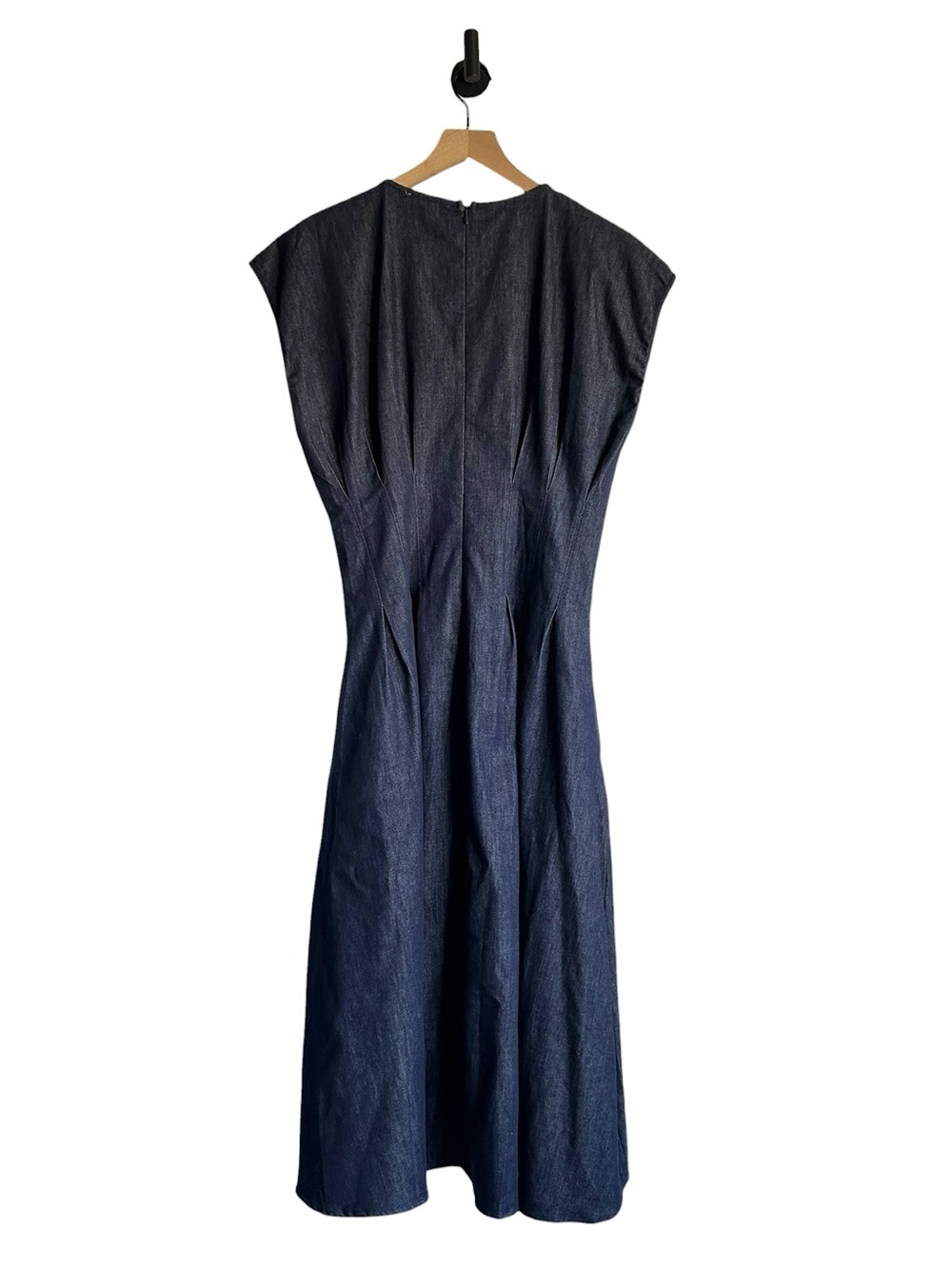 THML Cecile Cap Sleeve Pleated Denim Midi Dress Medium - Picture 4 of 8